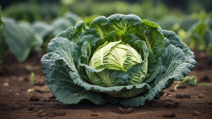 Fototapeta premium cabbage growing in the garden