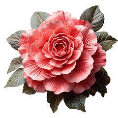 Camellia flower png. Pink flower png. Rose png. Camellia flower top view. Flower flat lay png. Colorful flower isolated