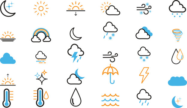 Colorful Weather Icons Collection.