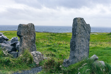 Entrance with megalithic stones to seaside plot in an unspoilt area of the Irish coast
