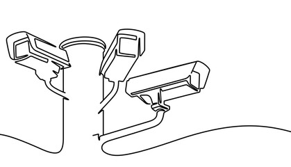 Continuous one line drawing of outdoor security system vector design. Single line art illustration on the theme of CCTV, security camera on transparent background