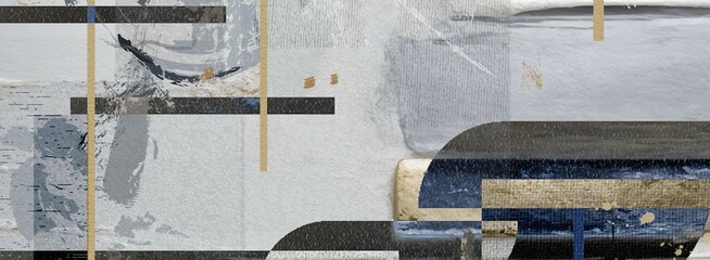 Abstract contemporary painting with grunge texture. Digital Collage Artwork with mix brush stroke, splash color, oil, graphics and acrylic paint element. Modern contemporary art background, banner.