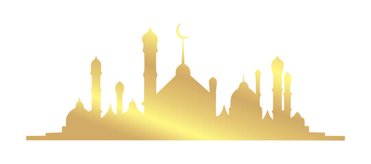 Illustration of a mosque in gold color