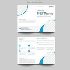 Clean corporate business bifold brochure magazine print-ready design template with minimal in A4
