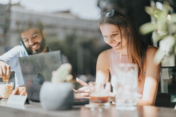 Successful Business Meeting in Urban Center. Young Executives Discussing Growth Strategy and New Projects