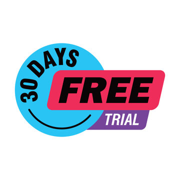 30 days free trial label design. guarantee sign and symbol.