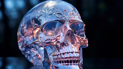 Generative AI-Generated Image: Revealing the Elegance of a Crystal-Adorned Skull.