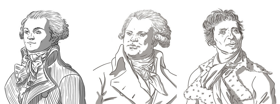 Robespierre, Danton and Marat, men of the french revolution