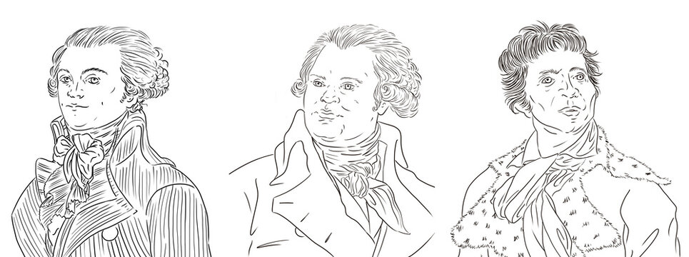 Robespierre, Danton and Marat, men of the french revolution