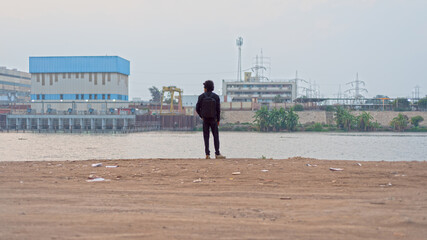 man standing on the Nile