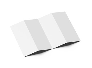 Blank accordion 4 panel fold A4 leaflet renders on transparent background