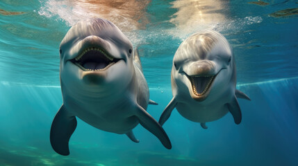 dolphins swimming in the ocean