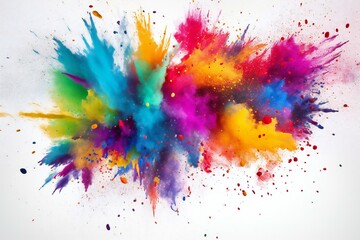 Explosion of colored powder, isolated on white background,  Abstract colored background