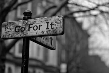 Ambition Avenue: A Street Sign Bearing the Positive Message "Go for It"