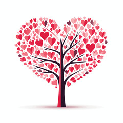 Heart tree for decoration for Valentine's Day and Valentine's Day on white background.