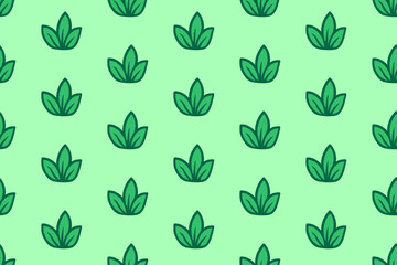 Green Fresh Grass Seamless Pattern. Vector Doodle Plant Background. Spring Foliage Wallpaper