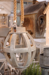 Wood craftsmanship, a model of hanging lamp - 699145940