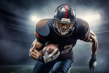 Epic american football player running. Generative AI