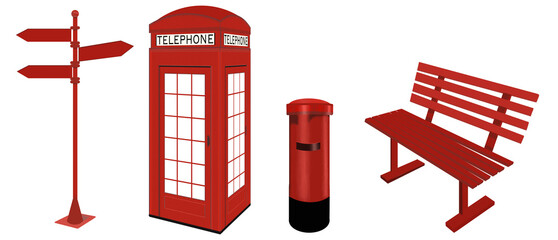 city red telephone box - obrazy, fototapety, plakaty