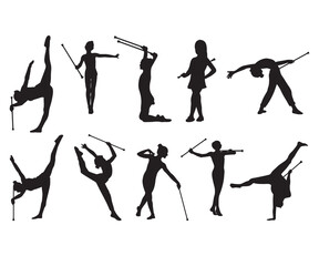 Baton Twirling Juniors, Juniors Baton Twirling, Majorette Baton Twirling Gymnastics, Color Guard SVG, Baton Twirling vector file
