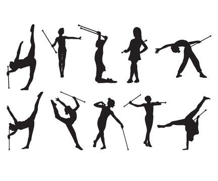 Baton Twirling Juniors, Juniors Baton Twirling, Majorette Baton Twirling Gymnastics, Color Guard SVG, Baton Twirling vector file
