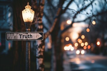 The word truth stands out boldly on a street sign, conveying a sense of honesty and transparency. - obrazy, fototapety, plakaty