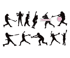 Softball Women, Baseball girls pitcher, Softball Silhouettes, Softball Girl, Softball Player Bundle, Softballs Clipart, Sports Clip Art
