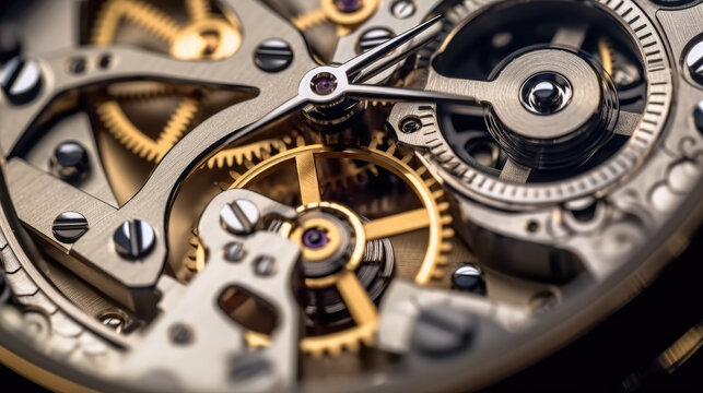 Close-up of a mechanical gears in swiss watch