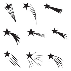 Shooting stars icon vector set. Comet tail or star trail illustration sign collection. Shooting stars vector. EPS 10 © KD Vector Studio