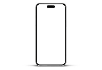 3D realistic high quality smartphone mockup with isolated background. Smart phone mockup collection. Device front view. 3D mobile phone with shadow on white background.