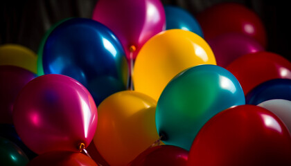 Fototapeta na wymiar Multi colored balloons flying in a celebration of joy and fun generated by AI