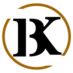 BK letter branding logo design with a leaf..
