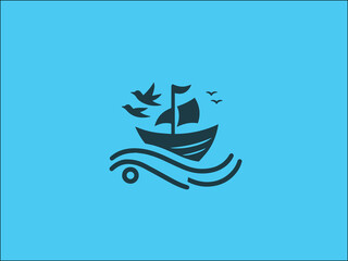 boat logo vector design template
