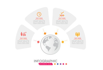Business infographic template with 4 options, Abstract elements diagram or processes and business flat icon, Vector business template for presentation.Creative concept for infographic