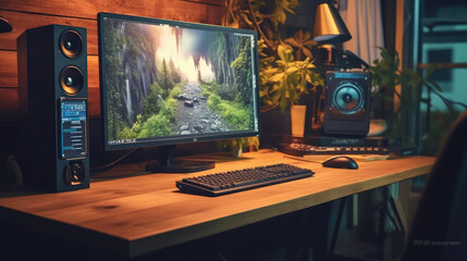 A gaming computer on the desk