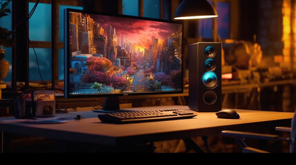 A gaming computer on the desk