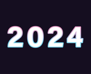 Happy New Year 2024 Abstract Graphic Design Vector Logo Symbol Illustration With Black Background