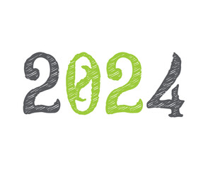 2024 Happy New Year Abstract Gray And Green Graphic Design Vector Logo Symbol Illustration