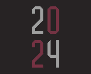 2024 Happy New Year Abstract Gray And Red Graphic Design Vector Logo Symbol Illustration With Black Background