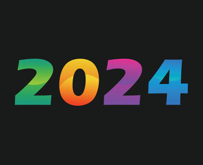 Happy New Year 2024 Abstract Multicolor Graphic Design Vector Logo Symbol Illustration With Black Background