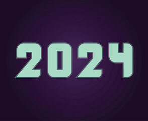 Happy New Year 2024 Abstract Cyan Graphic Design Vector Logo Symbol Illustration With Purple Background