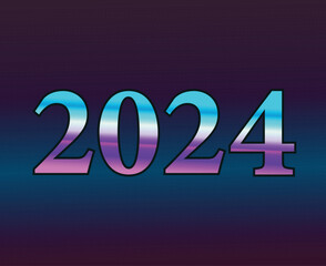 Happy New Year 2024 Abstract Cyan And Purple Graphic Design Vector Logo Symbol Illustration With Blue Background