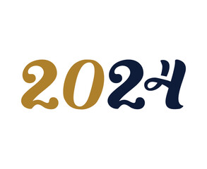 Happy New Year 2024 Abstract Brown And Blue Graphic Design Vector Logo Symbol Illustration