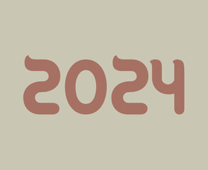 Happy New Year 2024 Abstract Brown Graphic Design Vector Logo Symbol Illustration With Gray Background