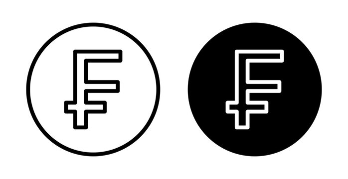 Swiss franc currency simple icon line symbol. Switzerland or Liechtenstein currency coin called chf , fr or sfr outline vector sign mark.