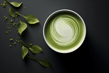 Organic drink tea matcha green japanese background - obrazy, fototapety, plakaty
