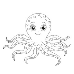 Octopus vector illustration clipart. Marine illustration. Coloring book or Coloring page for kids.