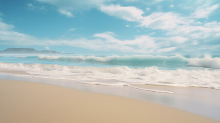 Fototapeta na wymiar A beach with white sand and big waves