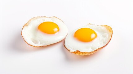 Fried eggs on a white background