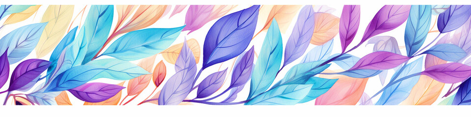 Fototapeta premium Colorful leaves in watercolor effect background - ai generative